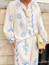 'Betony' Sun Print Long Sleeve Shirt and Pants Set - Celes Fashion